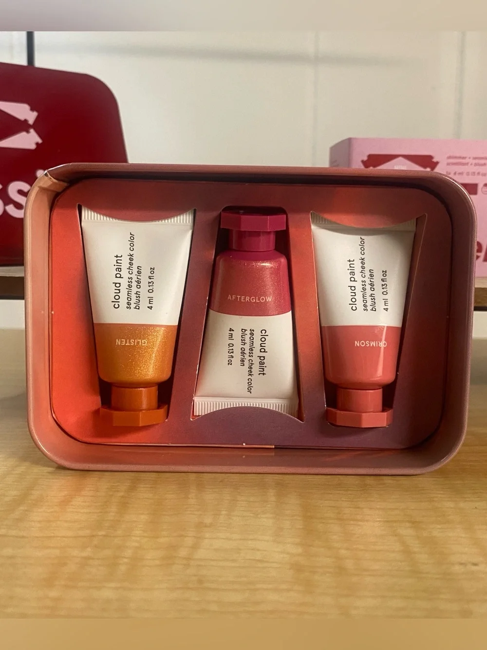 New Glossier Mini Cloud Paint Trio - Glisten, Afterglow, Crimson - Holiday 2025